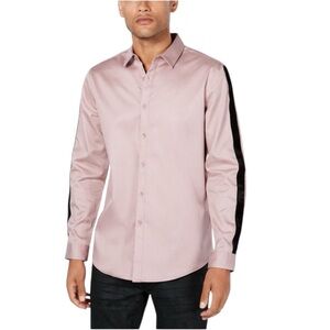 INC International Concepts Men's Pink Dress Shirt with Black Stripes Size M